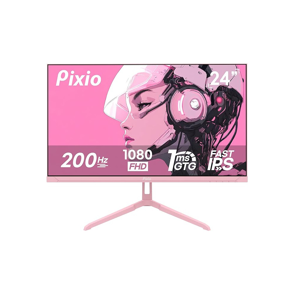 PX248 Wave Pink 24 inch 200Hz Refresh Rate FHD 1080p Resolution Fast IPS Panel 1ms GTG Response Time Built-in Speakers Gaming Monitor