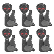6 Stück Schwarze Totenkopf Gitarrensattelköpfe Metall Maschinenkopf für E- und Akustikgitarre