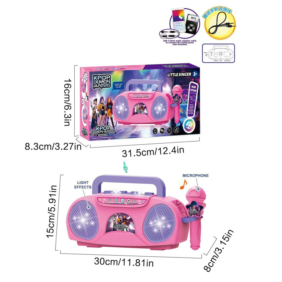 (1Pcs Singing Microphone) Kpop Demon Hunters Music Microphone Kids Toy -Up Singing Gift Karaoke Song Light