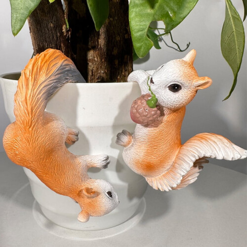 Yellow Squirrel Garden Statues 2 pcs Resin