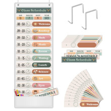 Boho Classroom Schedule Pocket Chart with 24 Cards