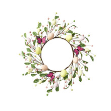 Boxwood Wreath with Multicolored Eggs, Front Door