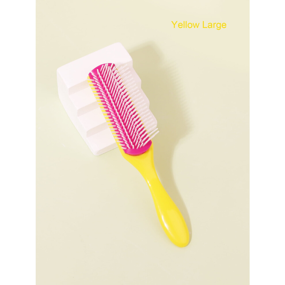 Unisex 1Pcs 9-Row Wrinkle Removal Massage Curly Hair Brush, Detachable 9-Row Comb Plastic Wet Hair Brush
