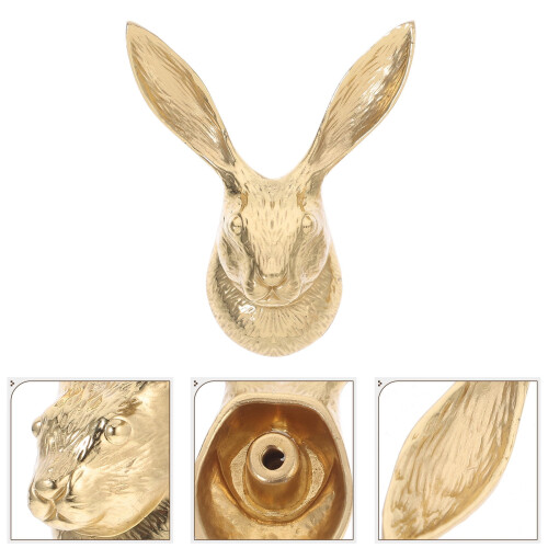 Bunny-Shaped Golden Brass Cabinet Knob, 1 Piece