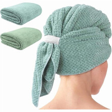 Mikrofiber hårhanddukslinda extra stor 2-pack