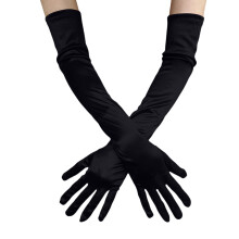 Luvas de noiva pretas elegantes de comprimento longo para ópera