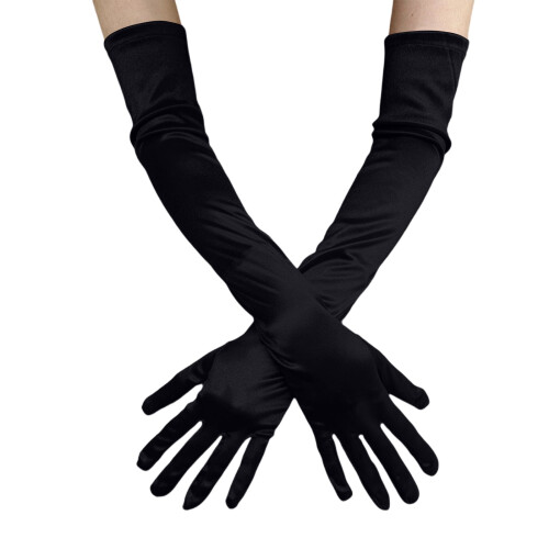Luvas de noiva pretas elegantes de comprimento longo para ópera