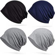 Gorro folgado de algodão ultramacio e respirável, unissex, pacote com 4 unidades.
