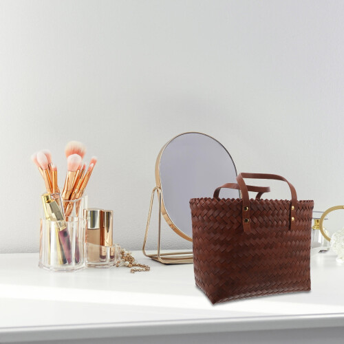 Sac cabas marron tissé avec anses robustes (1 pièce)