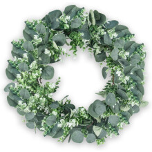 24 inch Artificial Eucalyptus Wreath with Frosted Tips