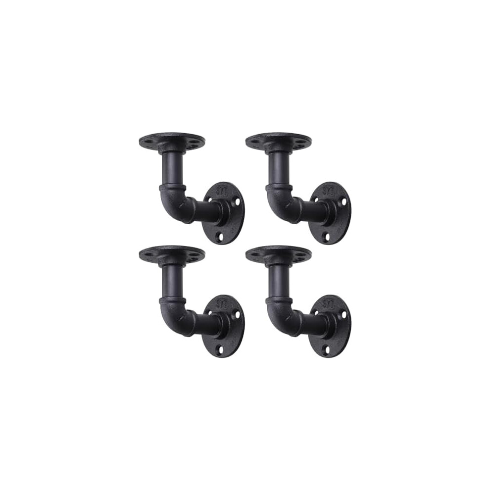 4 Pack Pipe Floating Shelf Bracket Heavy Duty, Black L Pipes Shelf Brackets Iron Shelving Brackets For Shelves - Vintage Diy Pipe Shelf (4*4 Inch) 9426043085223