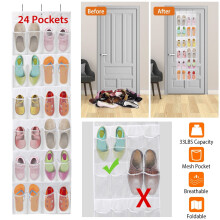 Organizer na buty mocowany na drzwiach z 24 kieszeniami z siatki