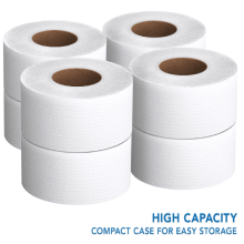 Papier toilette en rouleau jumbo, 2 plis, blanc, non perforé, 4 rouleaux