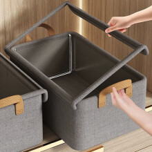 Foldable Fabric Storage Box with Lid, Large Capacity Zippered Organizer for Clothes, Blankets & Toys (Gray)