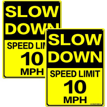 Slow Down Speed Limit 10 Sign Metal MPH Slow Warning Traffic Road Street Sign 8X12inch,2PACK