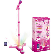 Machine de karaoké avec support, microphones, lumières clignotantes,
