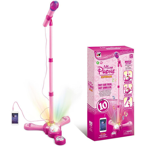 Karaoke Machine with Stand, Microphones, Flashing Lights,