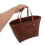 Boho Lysebrun Skulderveske PVC Vevd Stor Innside 5
