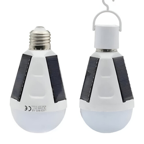 Bec solar reîncărcabil E27, 1200 mAh, rezistent la apă