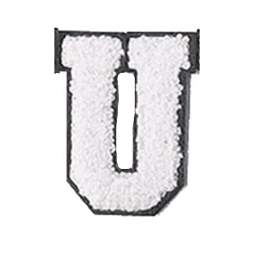 Écusson universitaire en chenille blanche, 7 cm (2,75 pouces)