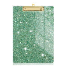 Green A4 clipboard with gold clip 12.5x9 inches