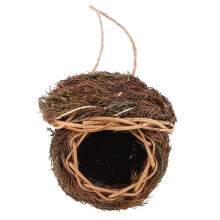 YIEMEEN Hand Woven Hummingbird House Grass Knitted Birdhouse Outside Natural Bird Hut for Sparrow Hanging Finch Roosting Nest
