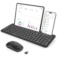 CTU-301 Bluetooth+2.4G Keyboard & Mouse Combo w/ Tablet Holder, compatible with iPad/MacBook/Windows/iOS/Android, Black