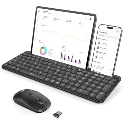 CTU-301 Bluetooth+2.4G Keyboard & Mouse Combo w/ Tablet Holder, compatible with iPad/MacBook/Windows/iOS/Android, Black