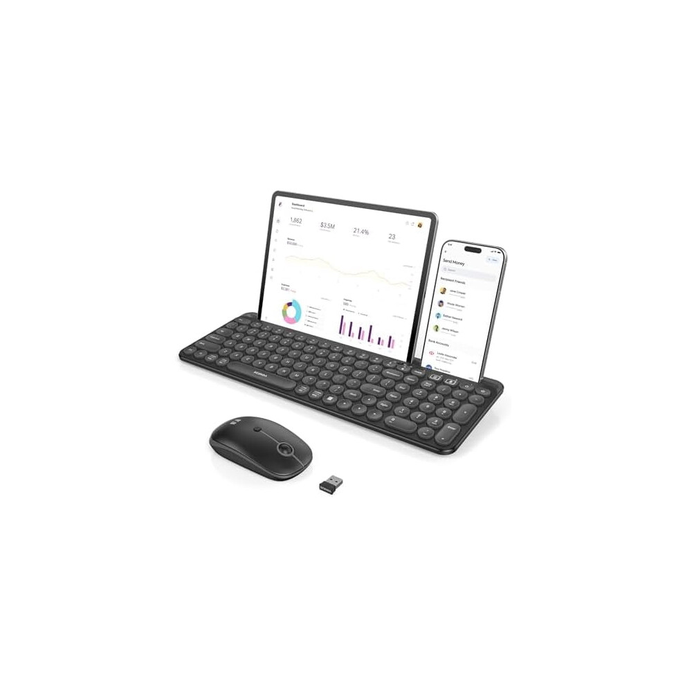 Ctu-301 Bluetooth+2.4G Keyboard & Mouse Combo W/ Tablet Holder, Compatible With Ipad/Macbook/Windows/Ios/Android, Black 9426043186883