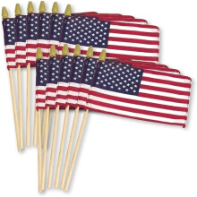 Drapeau américain d'extérieur 20 x 30 cm avec bâton en bois et pointe de lance