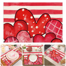 Cotton Linen Heart Placemat 12 x 18 Inch