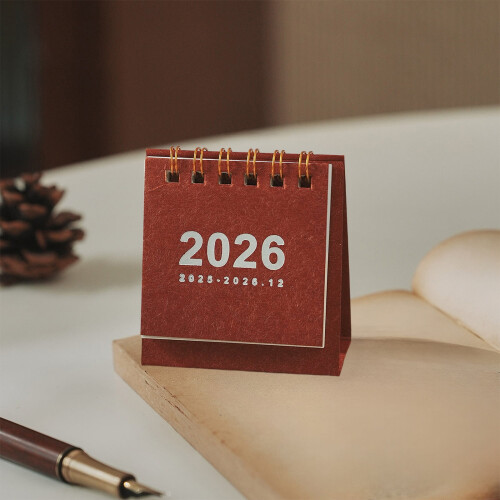 Vintage skrivebordskalender2026Liten bærbar planlegger