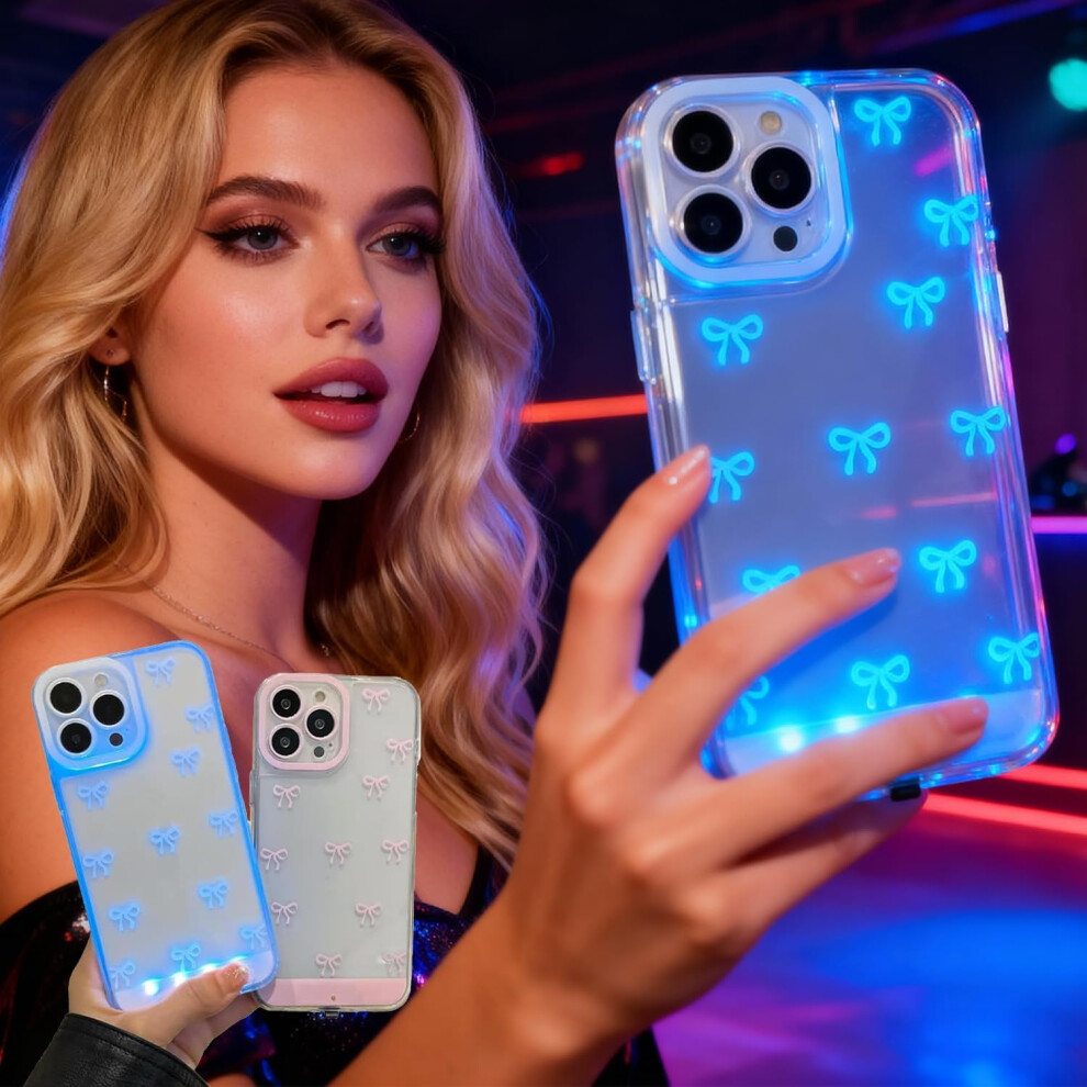Led Bowknot Phone Case With Built-In Compatible With Iphone Xâ17, Fashion Flash Protective Cover For Parties & Daily Use Light 9426043186913