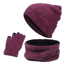 Winter Warm 3-Piece Hat, Scarf & Gloves Set for Men/Women – Solid Color, Cold Weather Outdoor Use