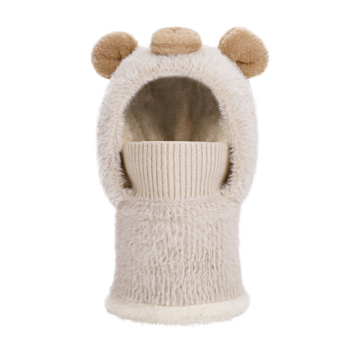 Fleece med hette og hals, beige