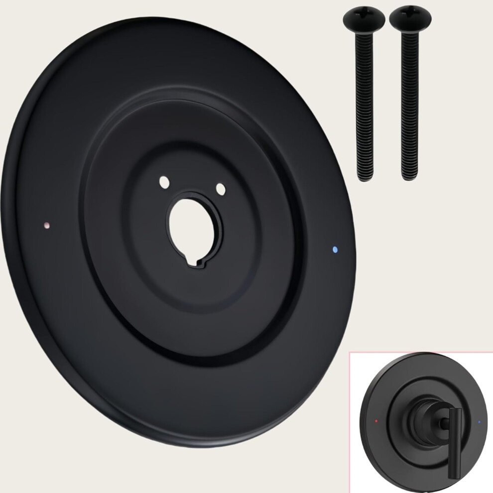 Chateau Escutcheon Plate Replacement Moen - Matte Black 16090 Compatible Cover Plate For One-Handle Tub/Shower Faucets - Fits Moen 16090 Series 9426043266141