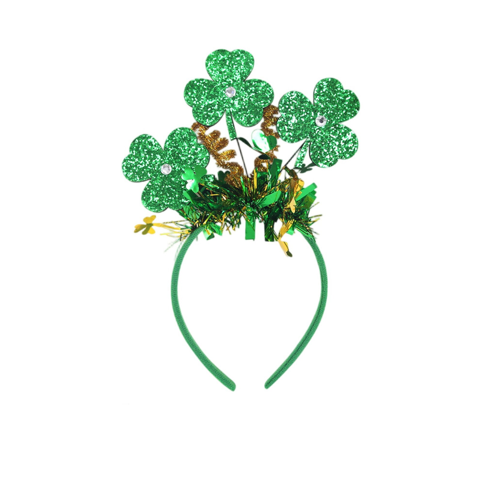 Shamrock headband with glitter ears and clover decor