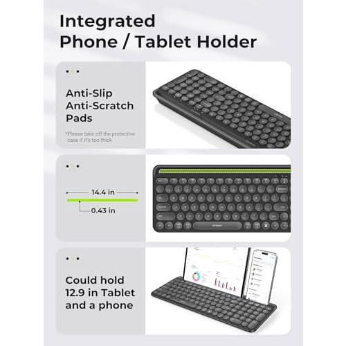 CTU-301 Bluetooth+2.4G Keyboard & Mouse Combo w/ Tablet Holder, compatible with iPad/MacBook/Windows/iOS/Android, Black 2