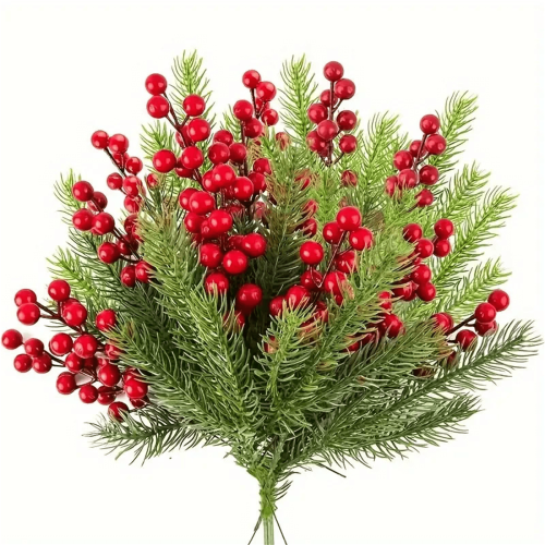Christmas artificial branches with red holly berries 2026 2