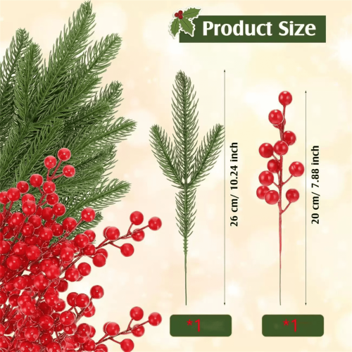 Christmas artificial branches with red holly berries 2026 1