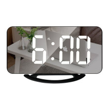 6.7" LED Alarm Clock with USB Ports, Mirror Surface & Auto