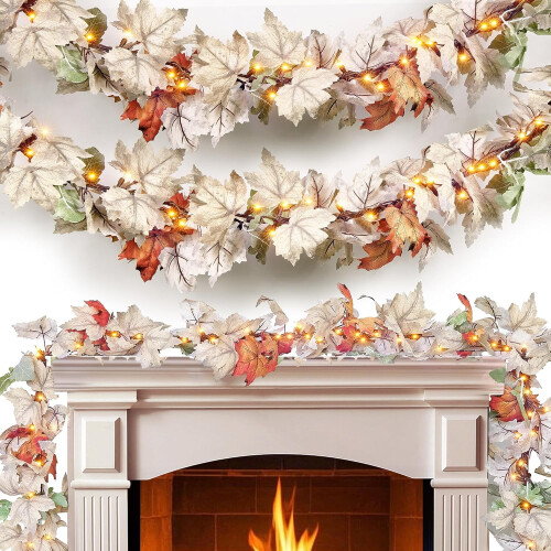 9ft Fall Garland with 50 Warm Incandescent Bulbs