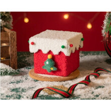 Festive Red & Green Christmas Gift Box 11x11x11.5cm