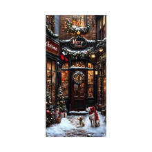 Christmas Door Curtain Polyester 180x90cm Festive Decor