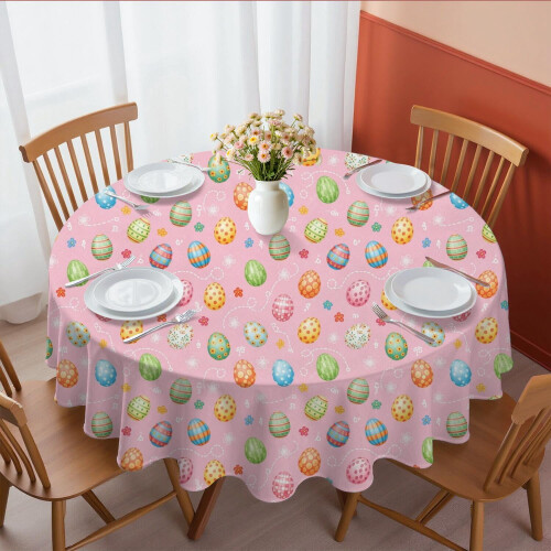 Pink Polyester Round Tablecloth 60 Inch