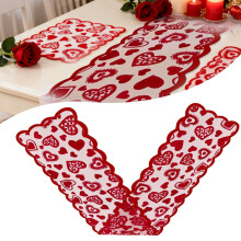 Heart-Shaped Red Table Runner with Matching Placemats
