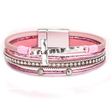 Damen-Armband mit böhmischem Kreuz, vergoldetes PU-Leder