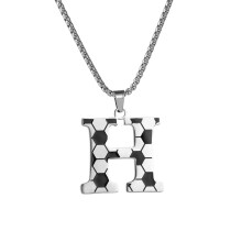 Men's A-Z Letter Soccer Necklace - Pendant with 23.62-inch Stainless Steel Silver Chain - Personalized Gift