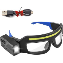 LED Safety Glasses with Light, IPX4 Waterproof Motion Sensor & Touch Control Headlamp Glasses, for Mechanics, Running