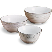 Ensemble de 3 bols de service Treillis blancs
